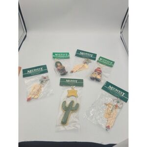 Lot of 6 Vintage Midwest of Cannon Falls Ornaments Southwestern Cowboy Cactus